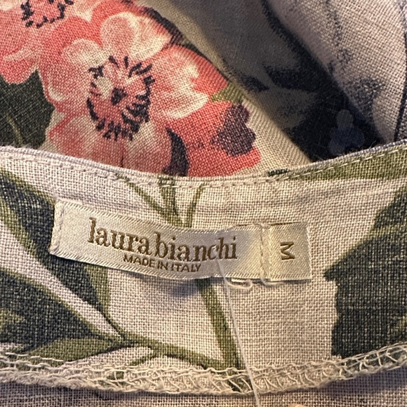 Laura Bianchi Made in Italy 100% Linen Floral Print Women's Top - Picture 9 of 10